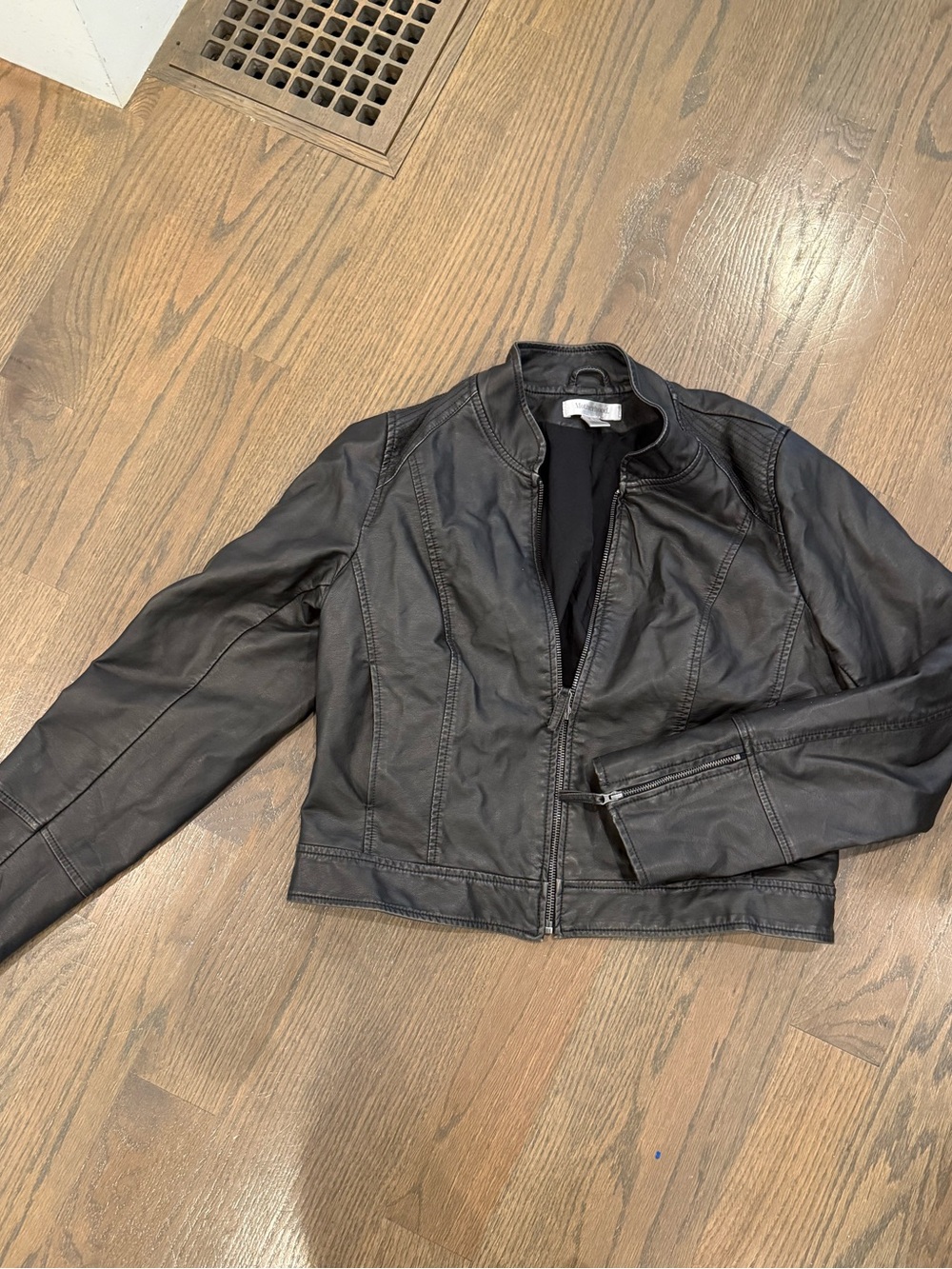 Women's Maternity Black Faux Leather Moto Jacket
